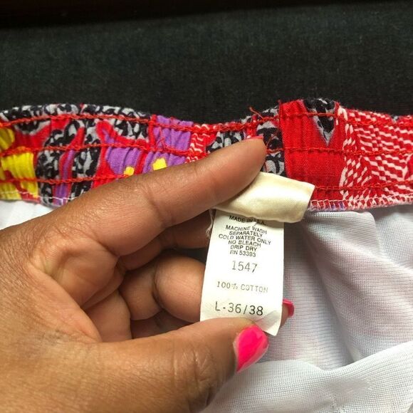 California Shores Vintage Swim Shorts Lined Red Floral Size L - Picture 5 of 6